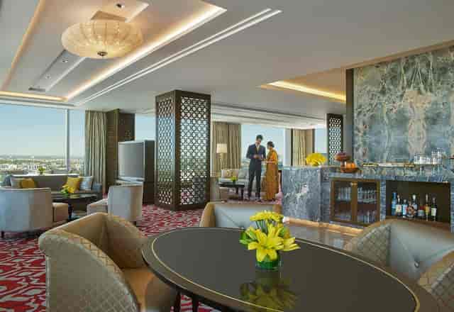 Elegant meeting space at Shangri-La Hotel, Bengaluru; perfect for corporate events.