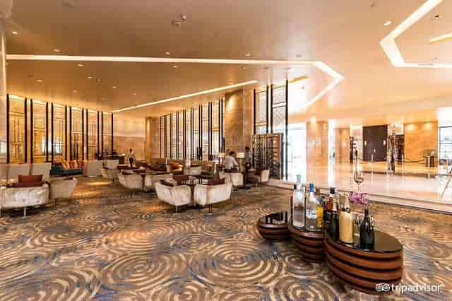 Stylish hotel lobby at Sheraton Grand Bangalore, perfect for networking and events.