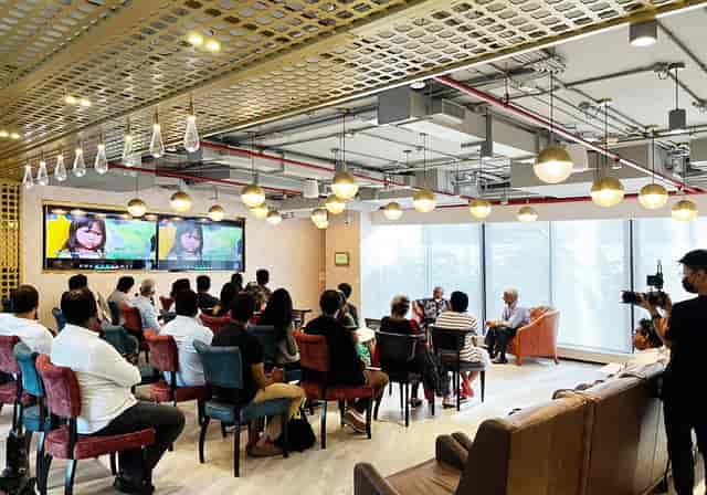 Conference center in Bangalore with modern design for engaging panel discussions.