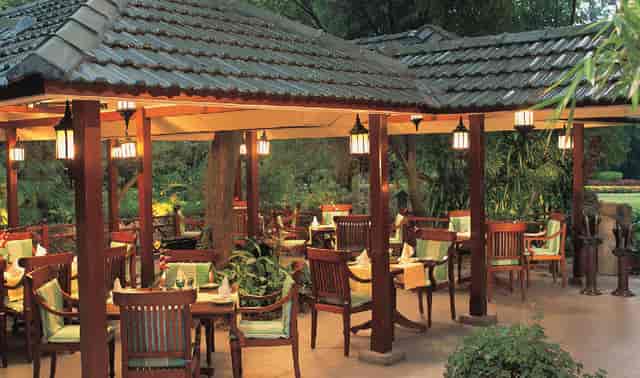 Charming outdoor garden patio dining setup for events and gatherings