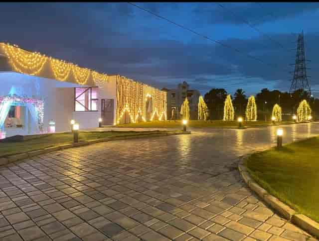 Bliss Convention Centre Lawn with string lights, perfect for evening weddings and events.