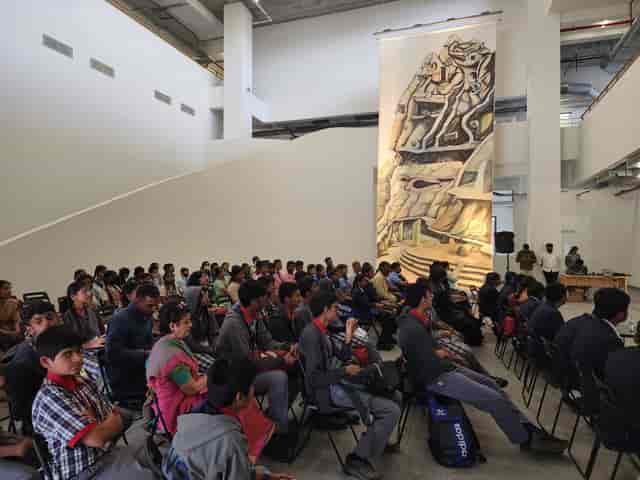 Activity Hall, Science Gallery Bengaluru, with audience at a conference or seminar.