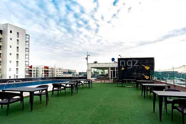 Rooftop Event Space at The Waverly Hotel with skyline view, ideal for receptions and networking.