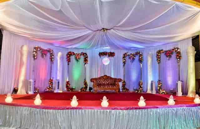 Elegant event stage at Samrat Gardens Banquet Hall, perfect for weddings and gala events.