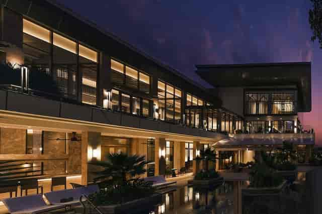Banquet Hall at JW Marriott Bengaluru, modern venue for events with ambient lighting.