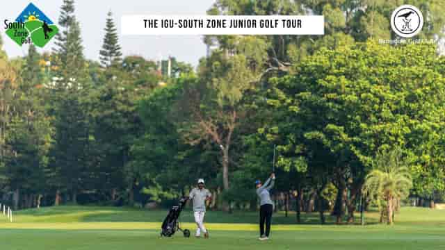 Bangalore Golf Club tournament with young golfers in a lush outdoor setting.