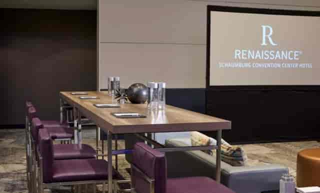 Renaissance Schaumburg Convention Center meeting setup with sleek tables for corporate events