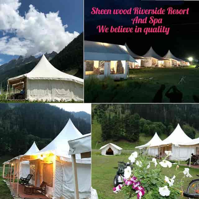 Elegant peak tents at Sheen Woods Resort for outdoor events, weddings, and corporate retreats.