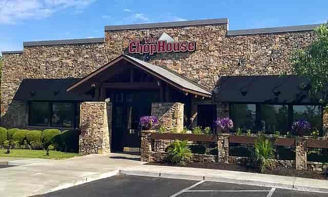 Banquet Room at The Chop House, rustic stone exterior for elegant corporate events.