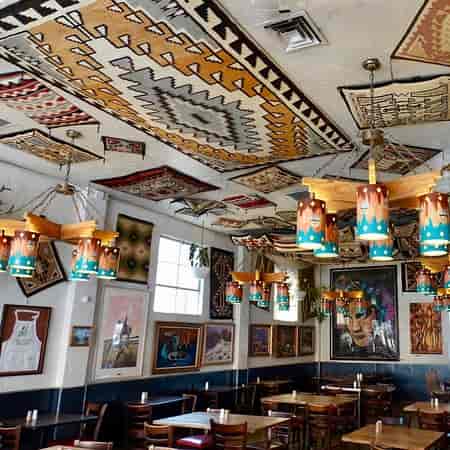 Eclectic dining room in Frontier Restaurant, ideal for casual meetings and gatherings.