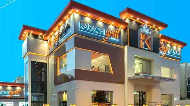 Karachi Grill Restaurant lawn area with modern design, perfect for events and gatherings.