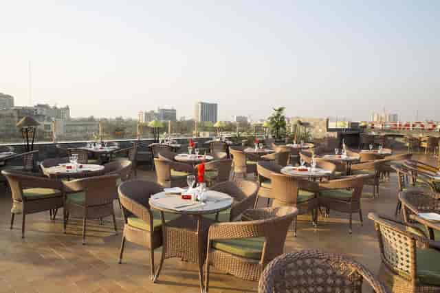 Stylish rooftop terrace at The Oban Hotel, perfect for upscale events and receptions.