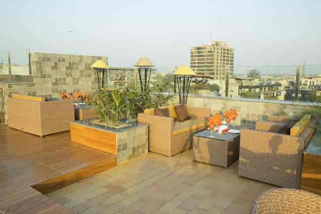 Stylish rooftop terrace at The Oban Hotel for intimate gatherings and networking events.