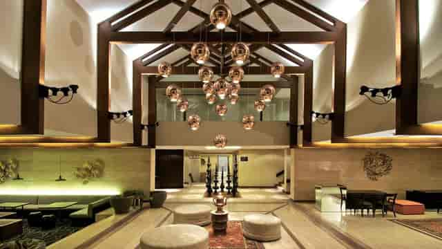 Elegant conference room in Taj Dal View, Srinagar, ideal for meetings and events.