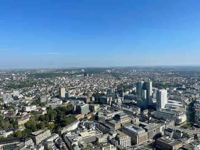 Panoramic city view from Main Tower Restaurant, ideal for business meetings and events.