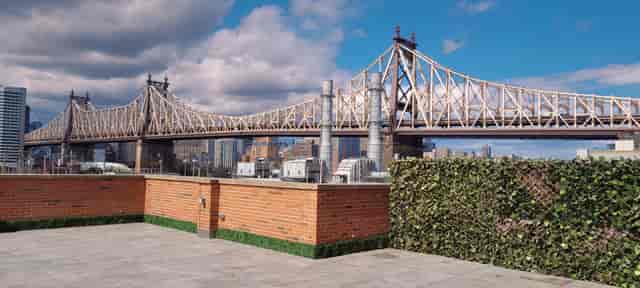 Stunning rooftop event space at The Bordone LIC with Queensboro Bridge views.