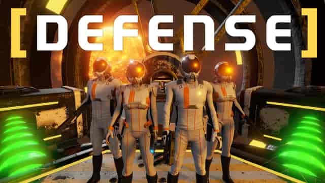 Futuristic team characters at Tidal Force VR event focused on defense and technology.