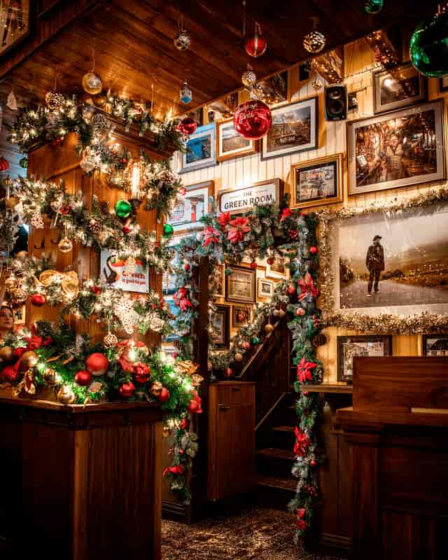 Festive venue of The Occasional Room at The Dead Rabbit for holiday gatherings and events.