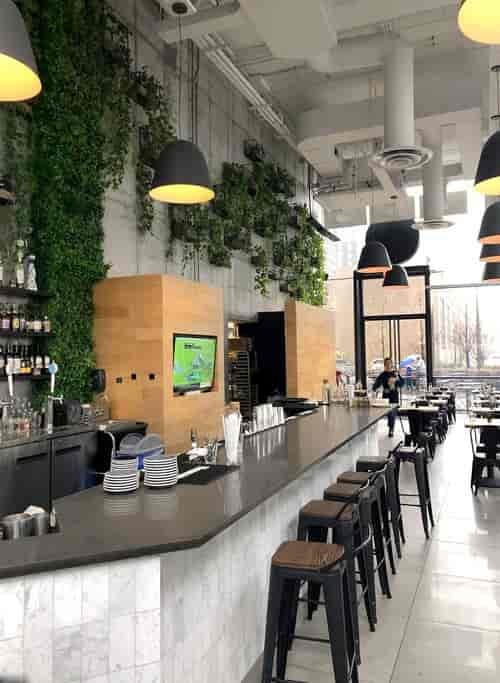 Modern bar at Hole In The Wall cafe, perfect for meetings and receptions.