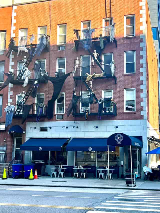 Halloween-themed diner with skeleton decor for festive events and holiday parties.