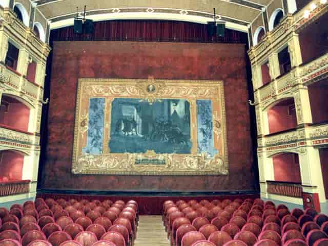 Historic Teatro Calderón, ornate stage, ideal for conferences and galas.
