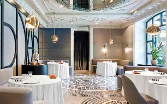 Sophisticated dining space with elegant tables for upscale events at Ramón Freixa.