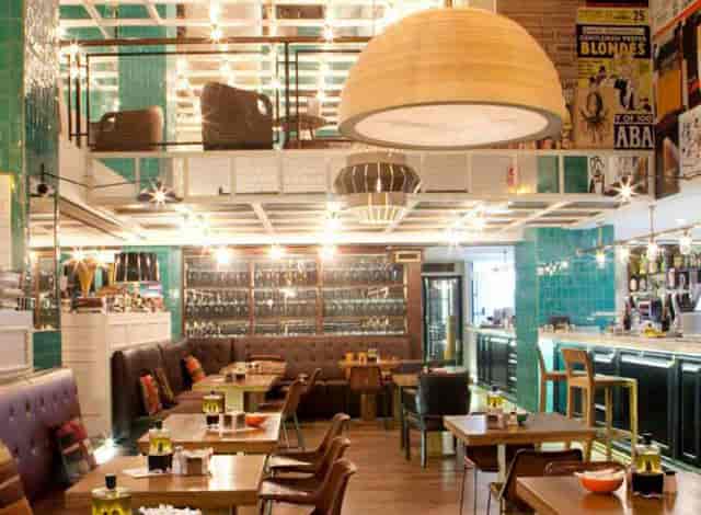 Vibrant Casa Mono restaurant with modern decor for corporate events and social gatherings.
