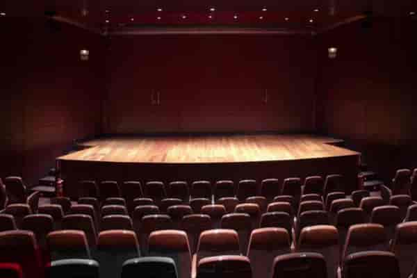 Sabatini Auditorium in Museo Reina Sofía with circular stage, perfect for performances and presentations.