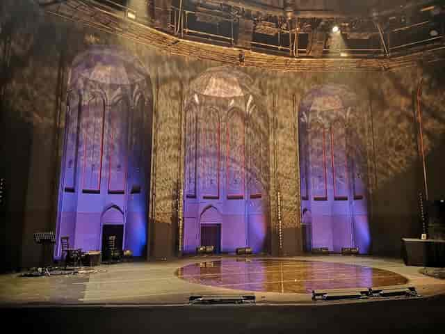 Elegant Teatro de la Abadía stage, versatile venue for corporate and artistic events.