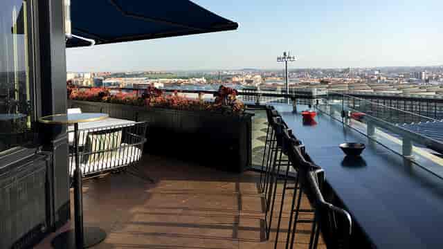 El Patio rooftop venue at Only YOU Hotel Atocha, modern seating, ideal for cocktail events.