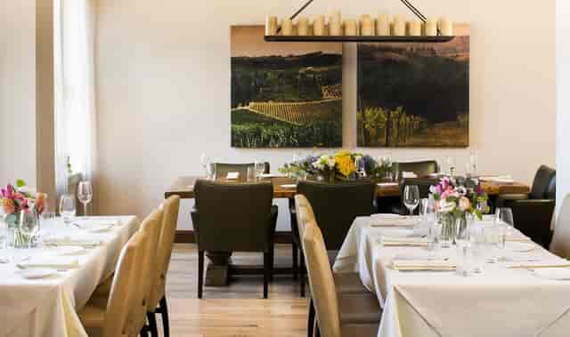 Elegant dining space at Bistro Du Midi, perfect for intimate gatherings and receptions.