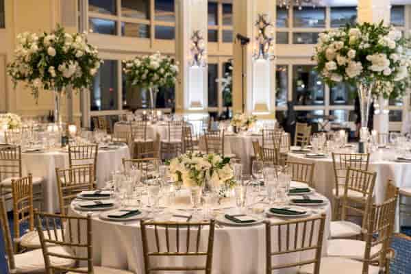 Elegant Wharf Room banquet hall in Boston, perfect for weddings and corporate events.