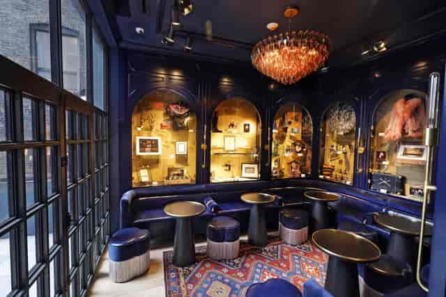 Chic bar at CIVILIAN Hotel: elegant meeting space for gatherings and brainstorming.