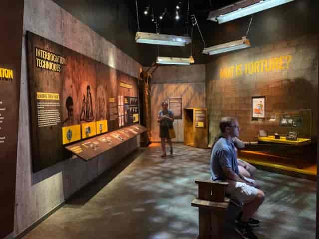 Interactive interrogation exhibit at International Spy Museum for engaging workshops.