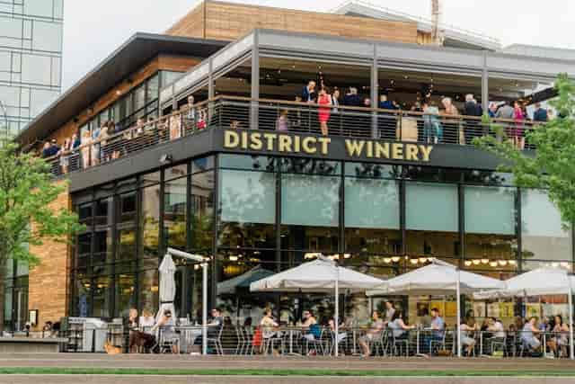 "Waterfront Patio at District Winery - modern venue for receptions and corporate events"