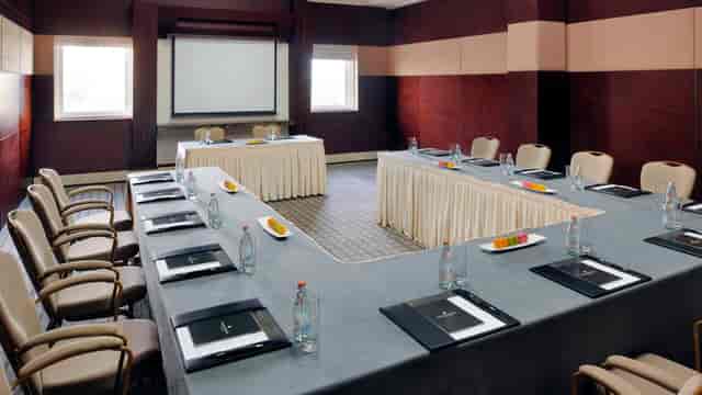Meeting room at InterContinental Abu Dhabi, U-shaped setup for workshops and presentations.