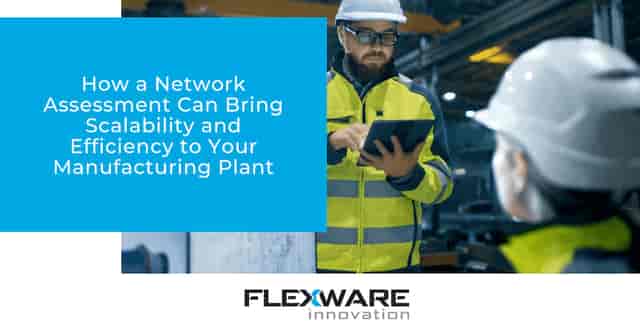 "Industry professionals in safety gear discuss manufacturing efficiency at a network presentation."