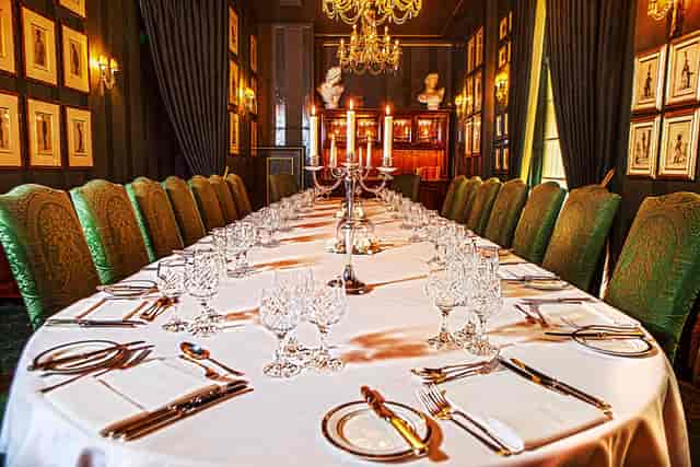 Elegant fine dining setup at The Dome Edinburgh for corporate events and special occasions.
