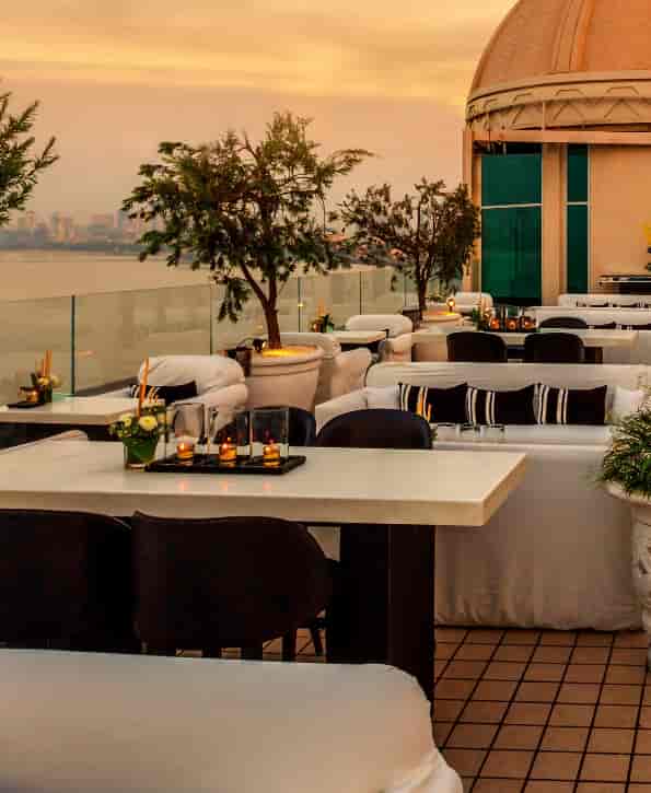 Sunset at the Dome, elegant outdoor venue for upscale events in Mumbai.