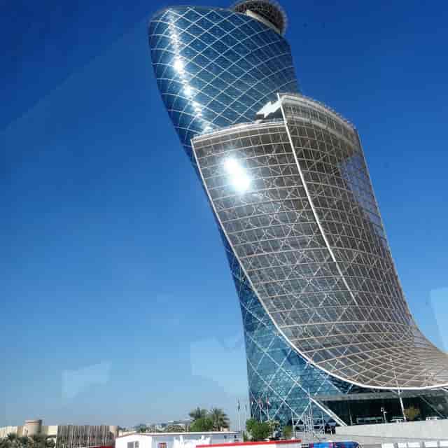 Exhibition halls at ADNEC Centre Abu Dhabi, striking architecture for corporate events.