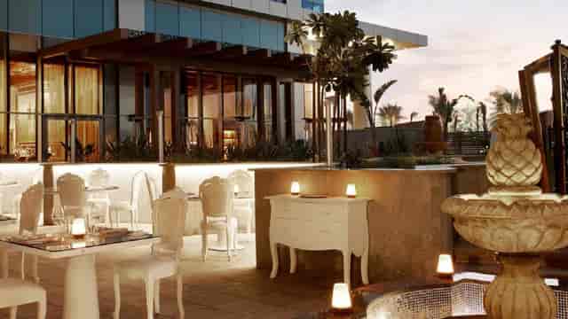 Chic outdoor event space at Al Fresco Terrace, ideal for upscale cocktail receptions.