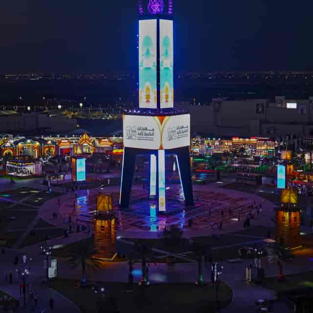 Main Stage at Sheikh Zayed Festival, vibrant lighting for outdoor exhibitions and festivals.