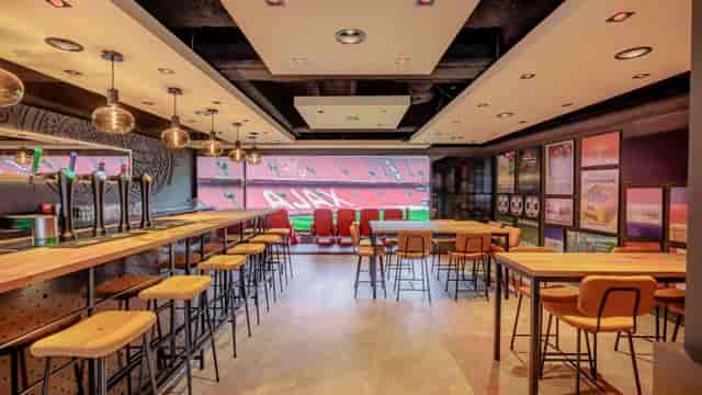 "Skybar at Johan Cruijff ArenA: stylish event space for corporate meetings and social gatherings."