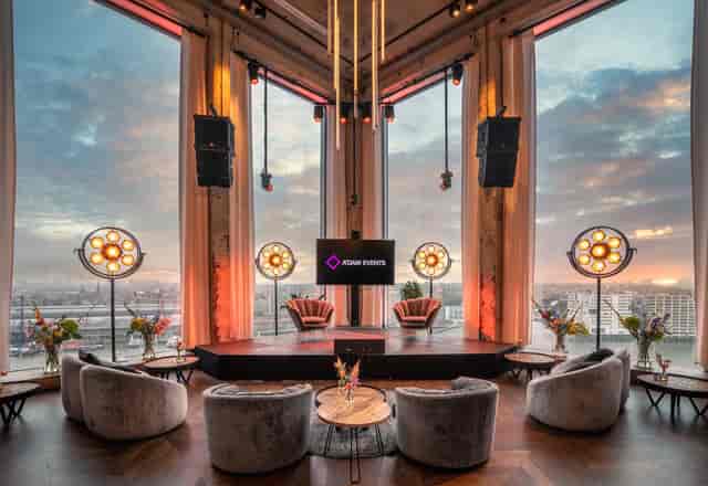 Function room at A'DAM Toren with city views, ideal for corporate events and networking.