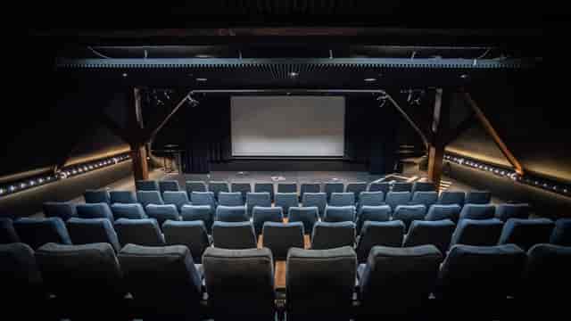 Modern theater in Melkweg with tiered seating for corporate events and screenings.