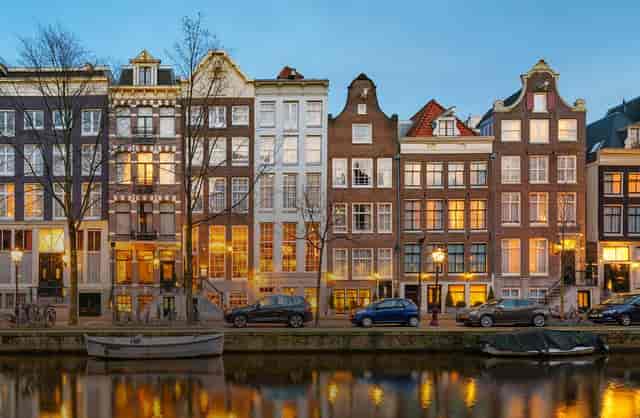 Canal-side terrace at Restaurant Ambassade, ideal for networking events and receptions.