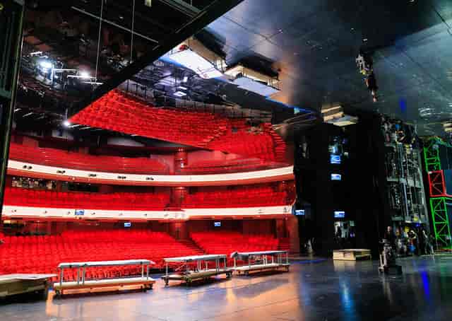 Auditorium at Dutch National Opera with red seating, ideal for theater and events.