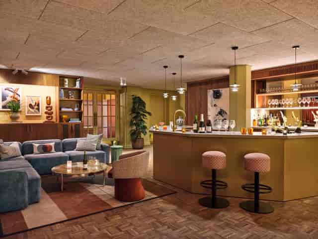 Stylish lounge area in Pantry Kitchen, The Hoxton, Amsterdam for networking events.