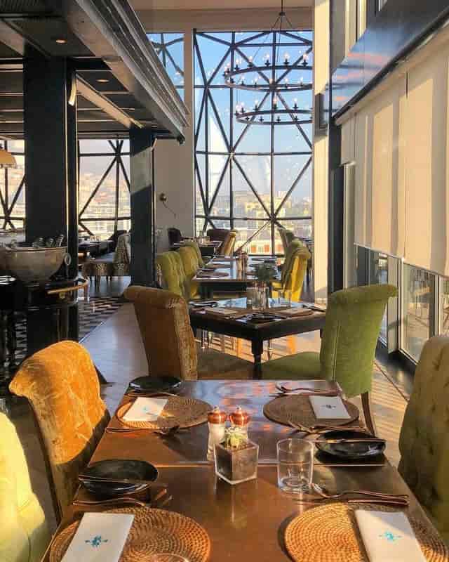 Stylish dining space at The Granary Café in The Silo Hotel for events and gatherings.