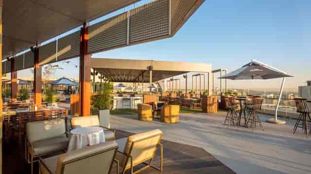Rooftop venue at The Maslow Time Square for upscale events with skyline views.